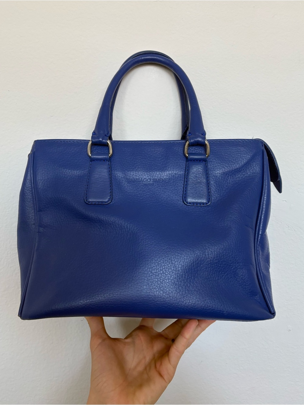 Cobalt Blue Leather Artisanal Handbag from Mexico